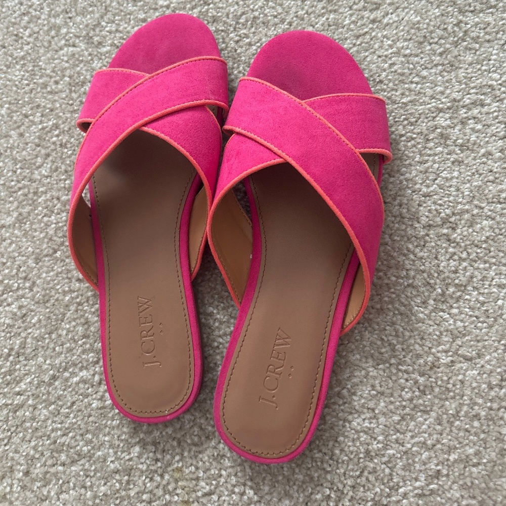 J Crew pink suede sandals